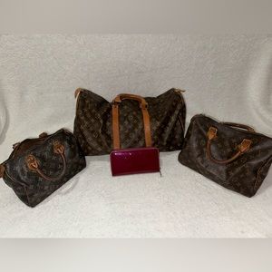 LOT OF 3 AUTHENTIC LOUIS VUITTON MONOGRAM BAGS AND 1 WALLET